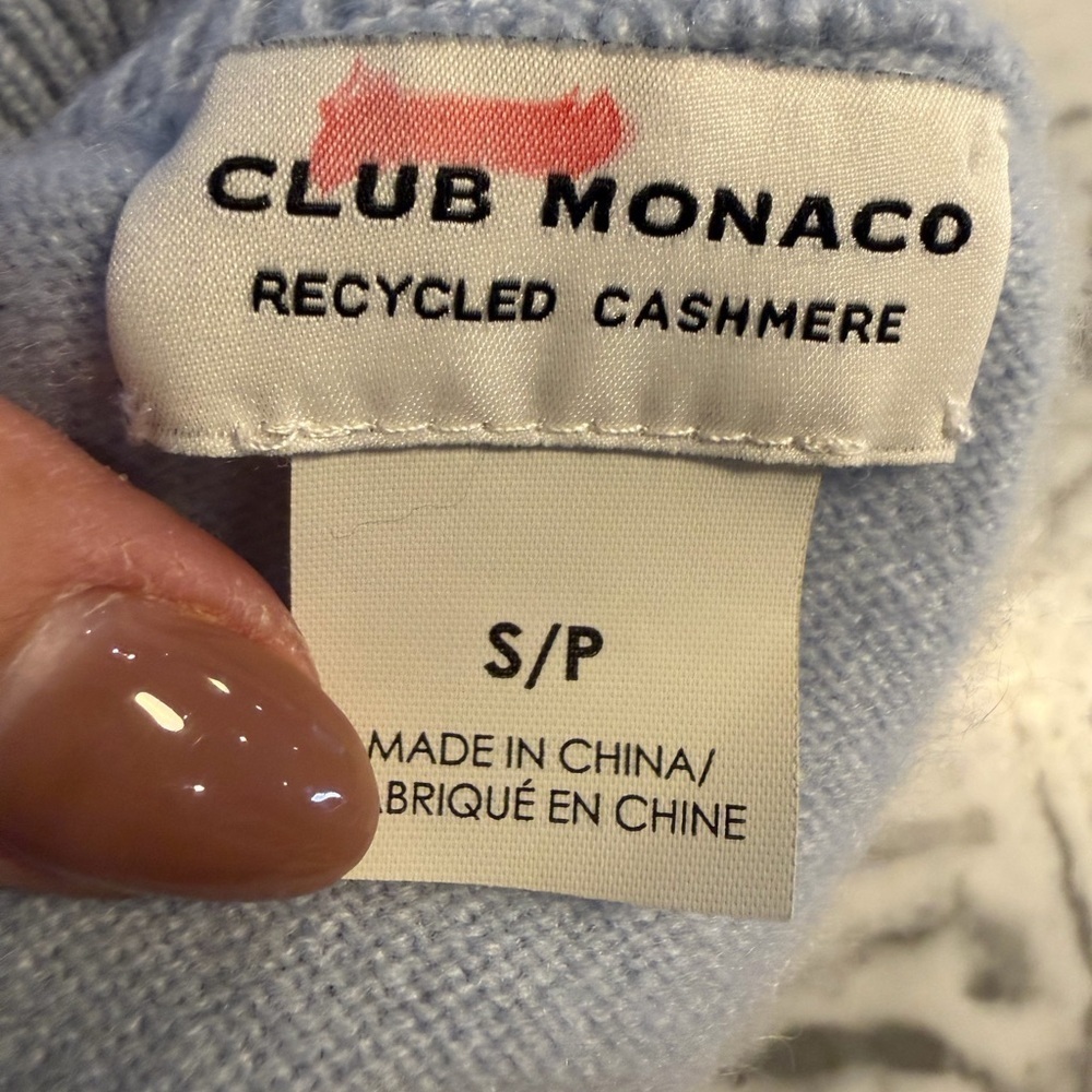 Club Monaco extra Soft Blue Crew Neck cashmere Sweater siz S/P cottage old money - Picture 4 of 5